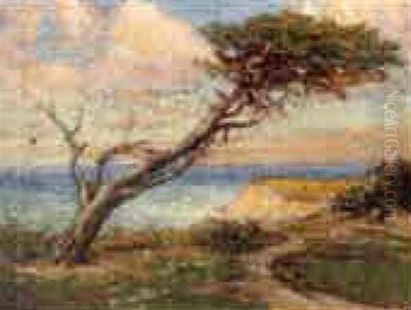 Shoreline View With Monterey Cypress Oil Painting by Frederick Carl Smith