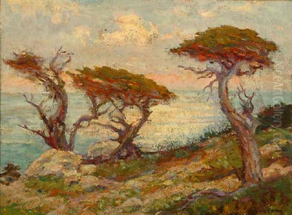 Monterey Cypress - Carmel By The Sea Oil Painting by Frederick Carl Smith