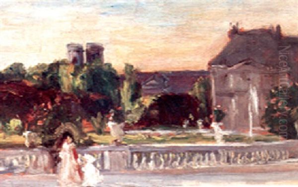 Luxemborg Galler And Gardens, Paris, France Oil Painting by Frederick Carl Smith