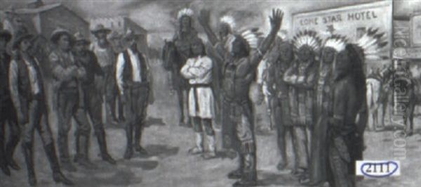 Blue Eagle Comanche Chief Oil Painting by Jerome Howard Smith