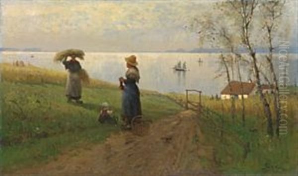 Lek Ved Akeren Oil Painting by Frithjof Smith-Hald