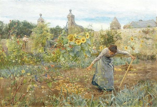 The Garden, Chateau Honvault Oil Painting by Lionel Percy Smythe