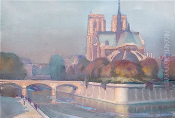 Notre Dame Oil Painting by Eero Snellman
