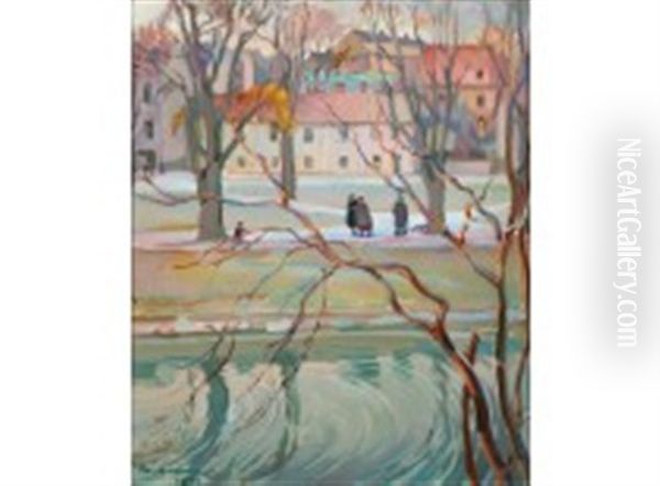 By The Canal Oil Painting by Eero Snellman