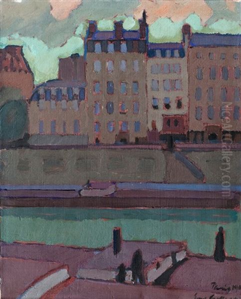 View Of The Seine Oil Painting by Eero Snellman