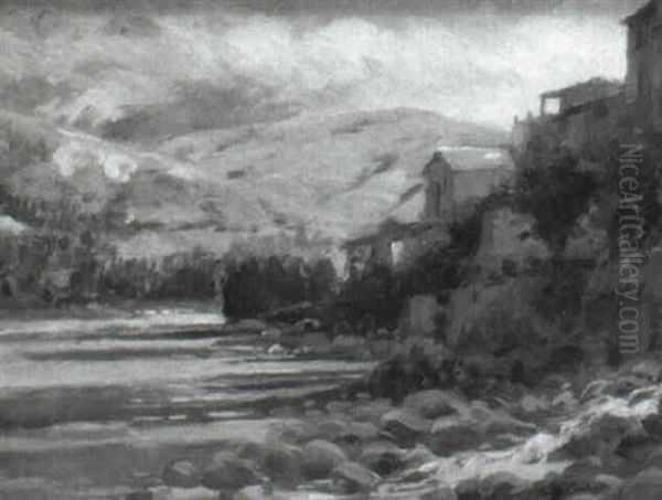 El Cadi Y El Rio Balira Oil Painting by Domingo Soler Gili