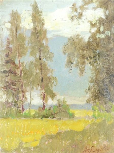 Summer Landscape Oil Painting by Konstantin Andreevic Somov