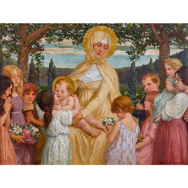 Maria Mit Jesusknabe Und Kindern Oil Painting by Elisabeth Sonrel