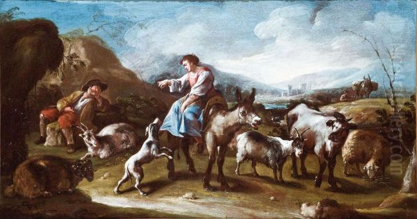 Scena Campestre Oil Painting by Domenico Brandi