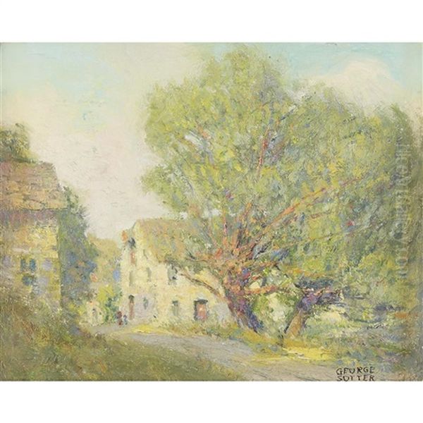 Village Lane Oil Painting by George William Sotter