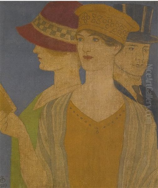 Visitors To An Exhibition Oil Painting by Joseph Edward Southall