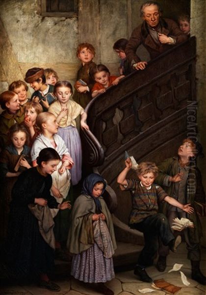 Ende Der Schulstunde Oil Painting by Gustav Adolf Spangenberg