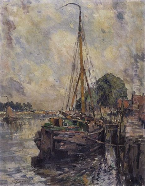 Boot Aan De Kade Oil Painting by Leo Spanoghe
