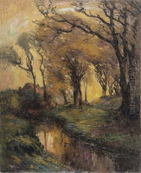 De Scheldedijk Te Dondermonde Oil Painting by Leo Spanoghe