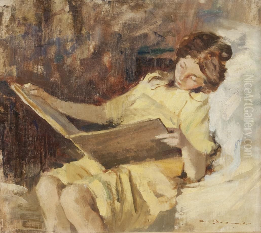 La Lettura Oil Painting by Angelo Brando
