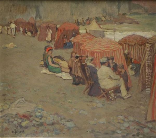 At The Beach Oil Painting by Karel Spillar