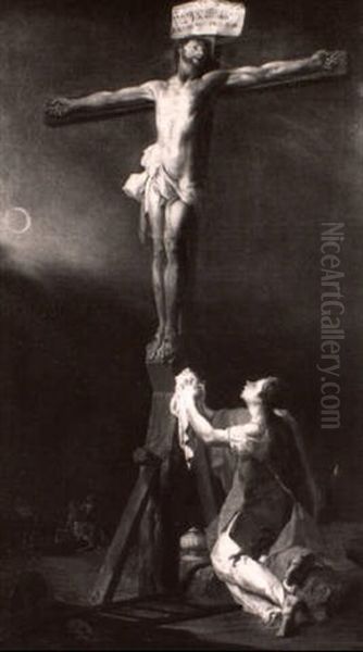 Christus Am Kreuz Mit Maria Magdalena Oil Painting by Johann Spillenberger