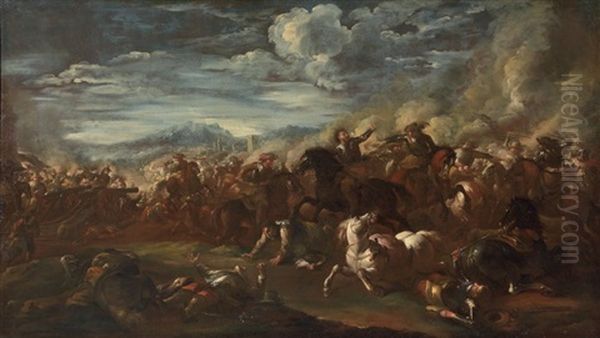 Battaglia Tra Turchi E Cristiani Oil Painting by Ilario Spolverini