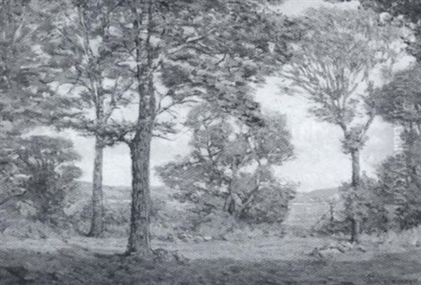 Summer Landscape With Lush Trees Oil Painting by John Franklin Stacey