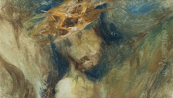 Glowa Chrystusa Oil Painting by Zofia Stankiewicz