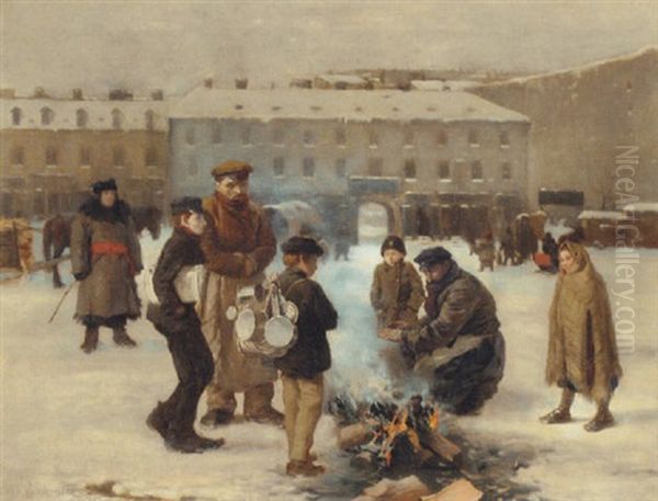 Warschauer Wintertag Oil Painting by Zofia Stankiewicz