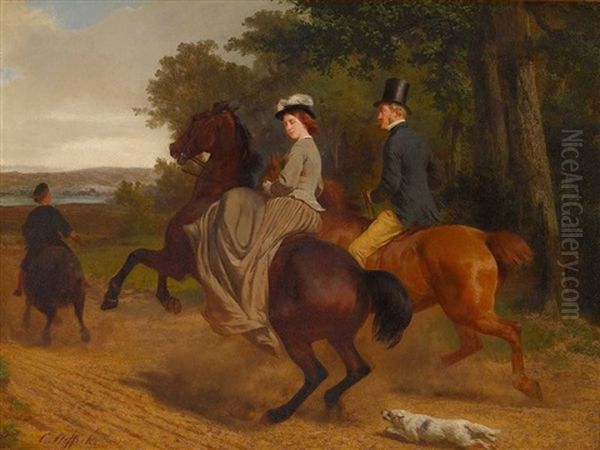 Familienausritt Oil Painting by Carl Constantin Steffeck