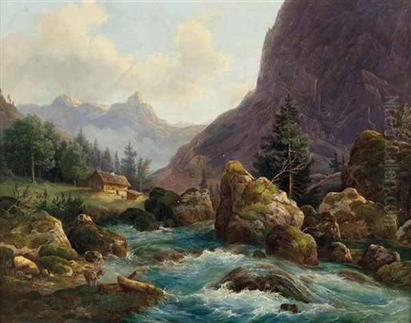 Gebirgsbach Oil Painting by Wilhelm Steinfeld