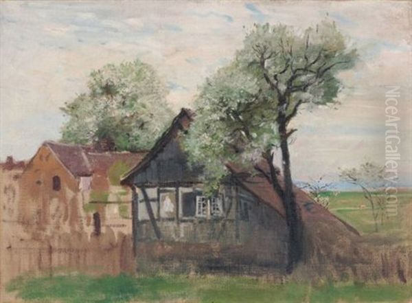 Bauernhaus Im Fruhling Oil Painting by Robert Hermann Sterl