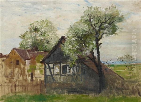 Bauernhaus Im Fruhling Oil Painting by Robert Hermann Sterl