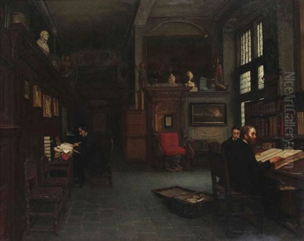 Notaires Dans Leur Etude Oil Painting by Jan (Jean Baptiste) Stobbaerts