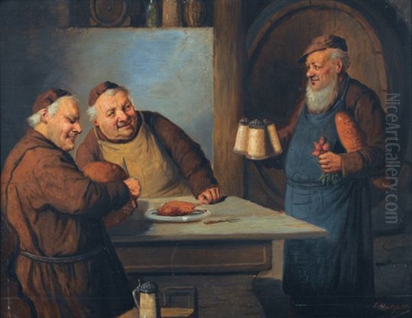 Beim Vesperbrot Oil Painting by Carl Siegfried Stoitzner