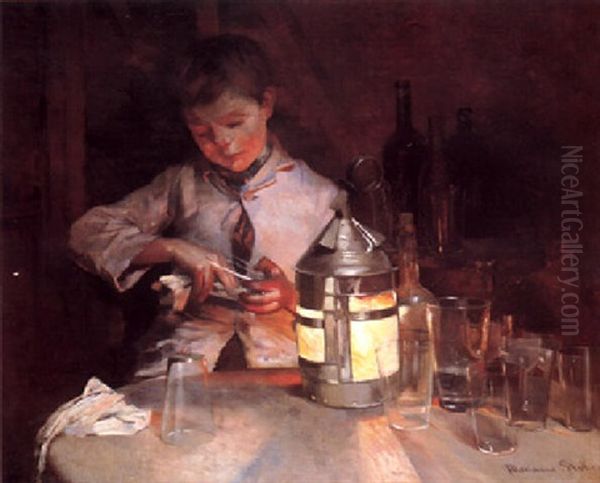 The Glass Cleaner, At Night Oil Painting by Marianne (Preindlsberger) Stokes