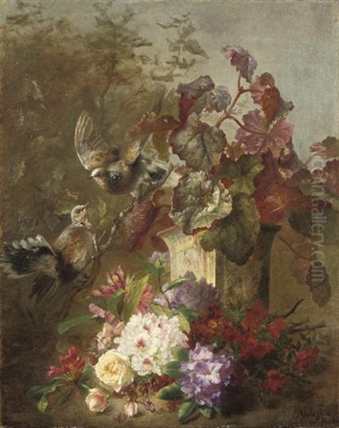 Flowers In An Oriental Vase Oil Painting by Alida Elizabeth van Stolk