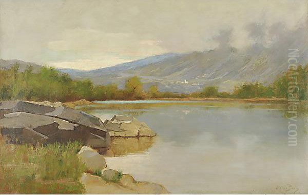 Lago Tra I Monti Oil Painting by Italico Brass