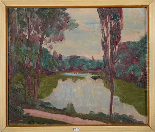 Paysage A L'etang Oil Painting by William Straube