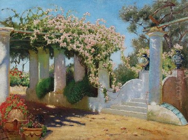 Capri - Altana W Sloncu Oil Painting by Roman Bratkowski