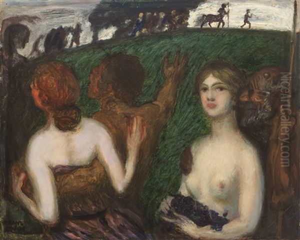 Vase Mit Chrysanthemen Oil Painting by Franz von Stuck
