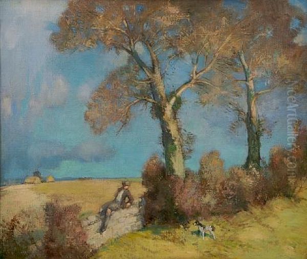 Jumping The Wall Oil Painting by Alick Riddel Sturrock
