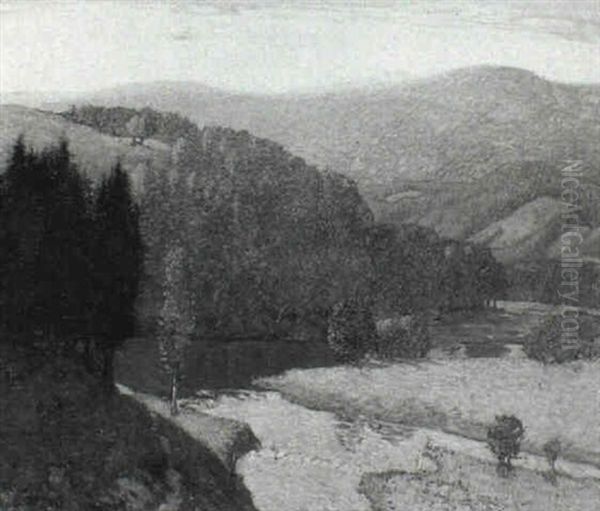 Elibank On Tweed Oil Painting by Alick Riddel Sturrock