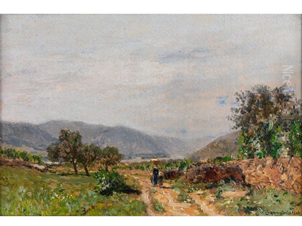 Die Wachau Ober Durnstein Oil Painting by Max Suppantschitsch
