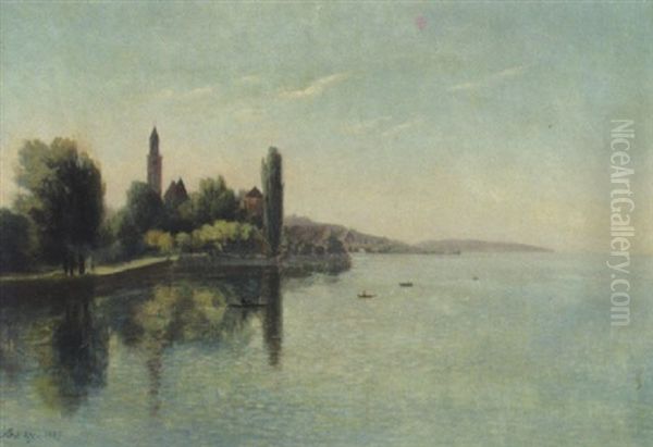 Seeuferpartie Oil Painting by Max Josef von Sury