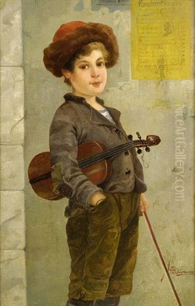 Der Kleine Geigenvirtuose Oil Painting by Josef Johann Suess