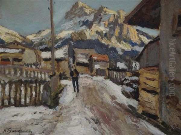Paysage En Haute Savoie Oil Painting by Alfred Swieykowski