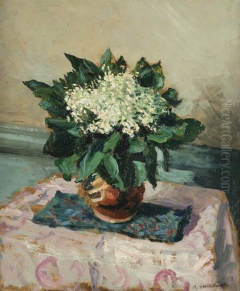 Bouquet De Muguet Oil Painting by Alfred Swieykowski
