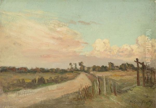 Chemin Aux Environs De La Ferriere Sur Risle Oil Painting by Alfred Swieykowski