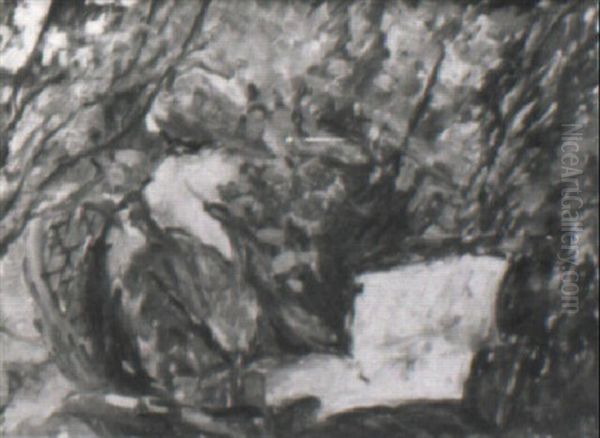 Woman And Man Reading Oil Painting by Vance H. Swope