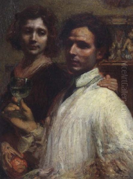 Pittore Accanto Alla Moglie Di Giacomo Balla, 1914 Oil Painting by Giorgio Szoldaticz