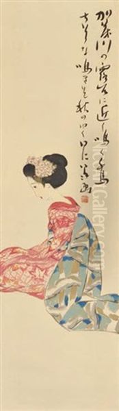Maiko Oil Painting by Yumeji Takehisa