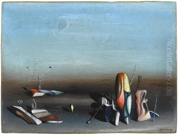 A Gauche Oil Painting by Yves Tanguy