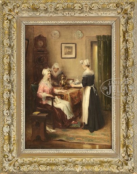 Afternoon Tea Oil Painting by Henri Adriene Tanoux